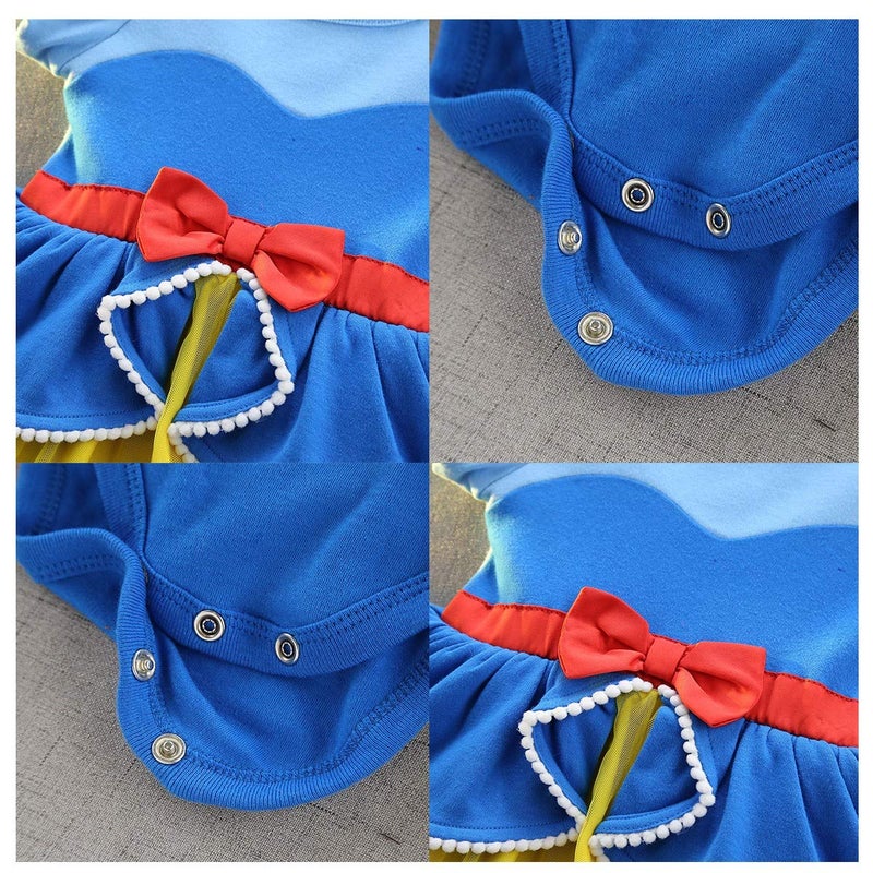 HIHCBF Baby Toddler Girls Christmas Snow White Costume Princess Birthday Bodysuit Romper Tutu Dress w/Headband - Image 5